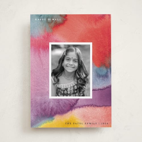 This is a peacock diwali cards with standard by Sumak Studio called vivid printing on recycled smooth signature in standard