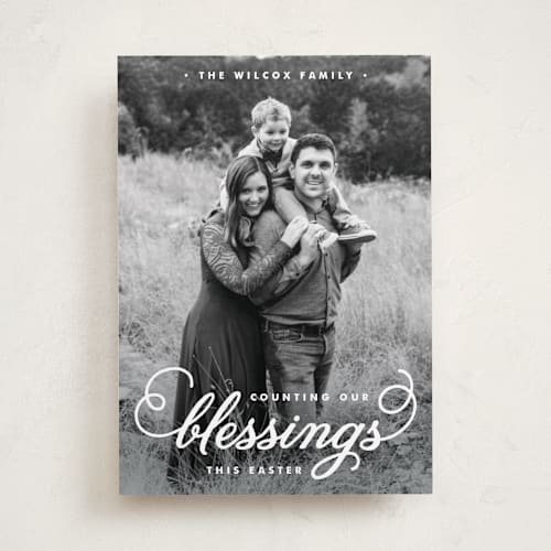This is a cotton easter photo cards with standard by danielle jackson called counting our blessings printing on recycled smooth signature in standard