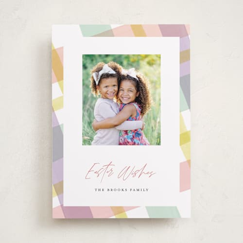This is a candy easter photo cards with standard by Pixel and Hank called easter wishes printing on recycled smooth signature in standard