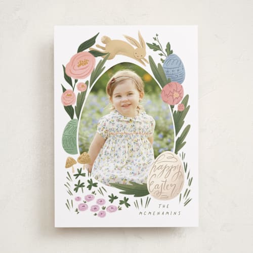 This is a garden easter photo cards with standard by Grae called garden eggs printing on recycled smooth signature in standard