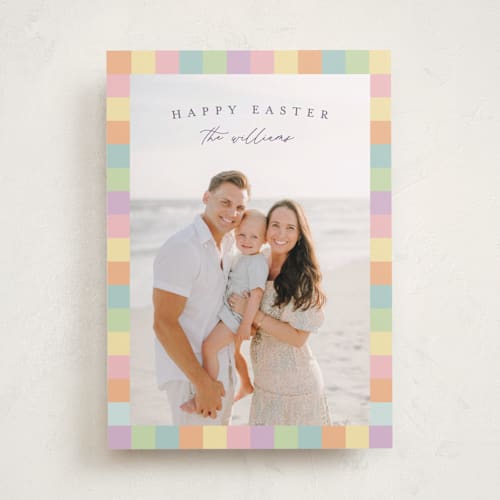 This is a rainbow easter photo cards with standard by Pixel and Hank called weave printing on recycled smooth signature in standard