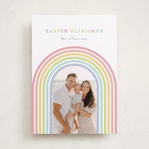 This is a cupcake easter photo cards with standard by Maria Alou called easter rainbow printing on recycled smooth signature in standard