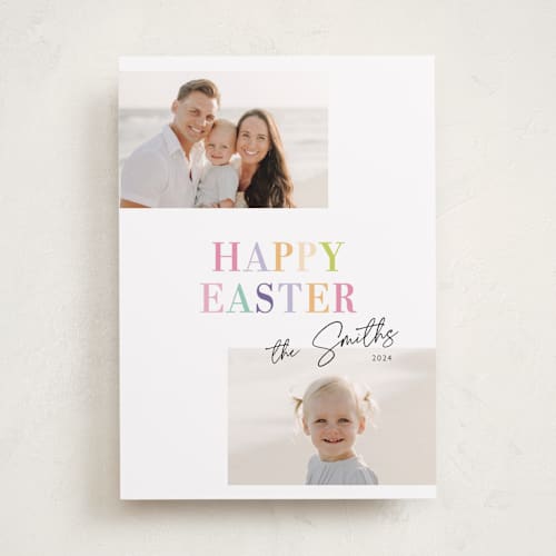 This is a neapolitan easter photo cards with standard by Hudson meet Rose called pastel easter printing on recycled smooth signature in standard