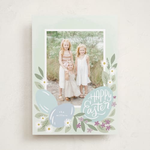This is a meadow easter photo cards with standard by Laura Hankins called easter blossoms printing on recycled smooth signature in standard