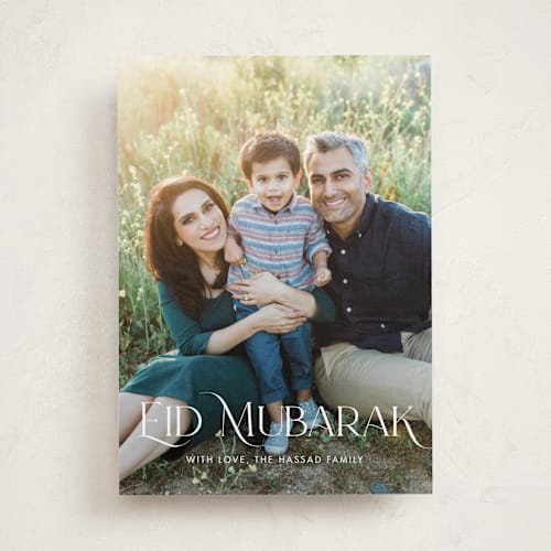 This is a snow eid cards with standard by Nam Bourassa called elegant eid printing on recycled smooth signature in standard