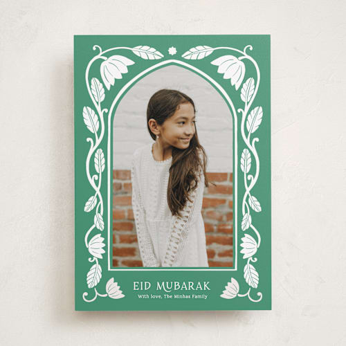 This is a emerald eid cards with standard by Inkblot Design called ornamental printing on recycled smooth signature in standard