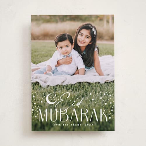 This is a lily eid cards with standard by Creo Study called starry printing on recycled smooth signature in standard