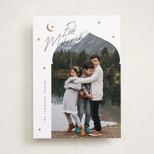 This is a golden eid cards with standard by Angela Garrick called blessed printing on recycled smooth signature in standard