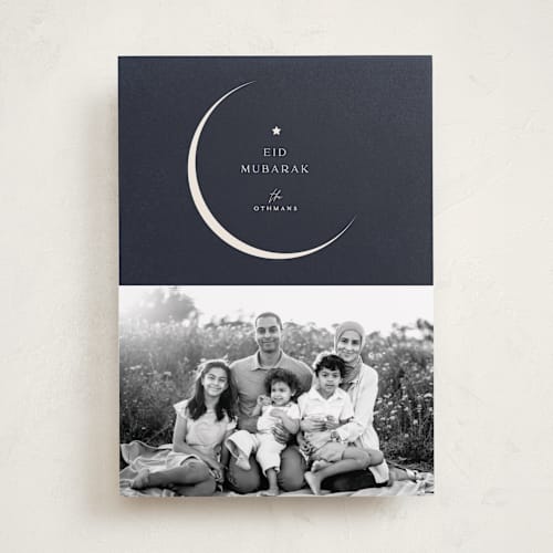 This is a night eid cards with standard by Pati Cascino called eid moon printing on recycled smooth signature in standard