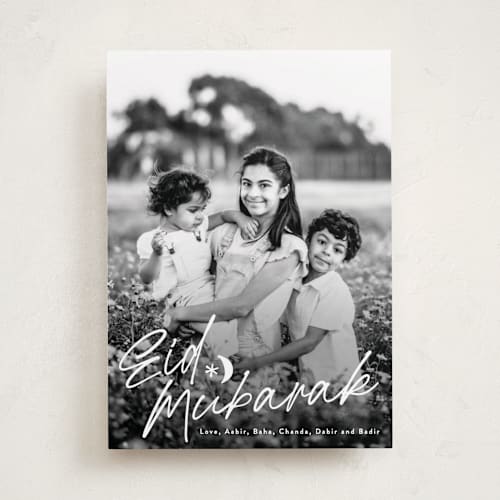 This is a powder eid cards with standard by Phrosné Barwood called new moon printing on recycled smooth signature in standard