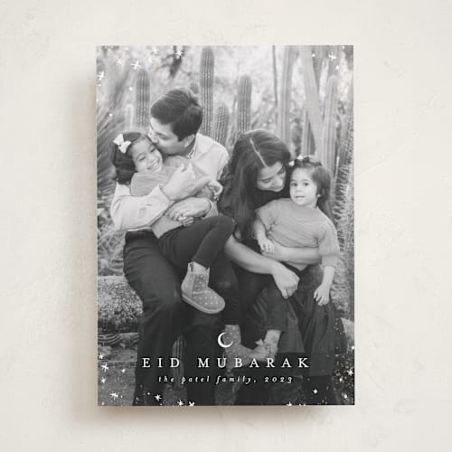 This is a snow eid cards with standard by AK Graphics called starry surround printing on recycled smooth signature in standard