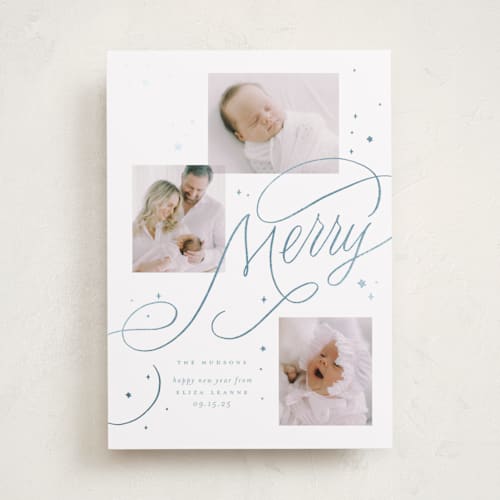 This is a frost babys first christmas with foil pressed by Erin L. Wilson called newborn starlight printing on recycled smooth signature in standard
