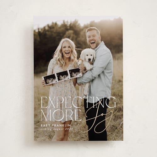 This is a opal babys first christmas with foil pressed by Jen Banks called expecting more joy printing on recycled smooth signature in standard