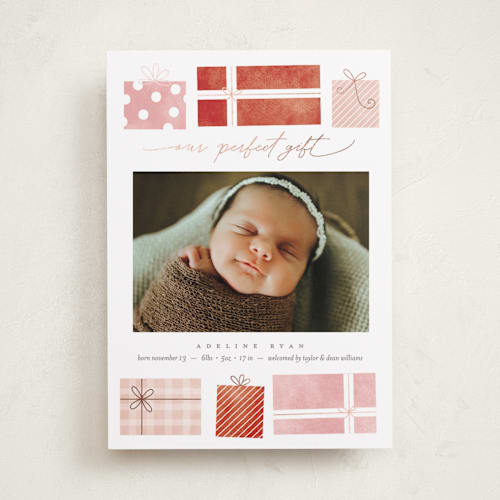 This is a cupcake babys first christmas with foil pressed by Pixel and Hank called our perfect gift printing on recycled smooth signature in standard