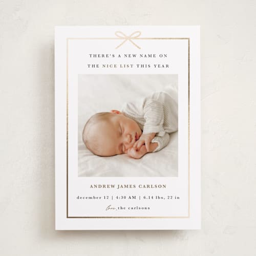 This is a snow babys first christmas with foil pressed by Maria Alou called santa says printing on recycled smooth signature in standard