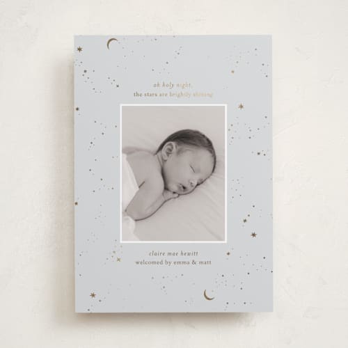 This is a ice babys first christmas with foil pressed by Ellen Schlegelmilch called the stars printing on recycled smooth signature in standard