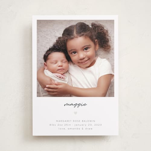 This is a spruce birth announcements with foil pressed by Emily Sabol Goss called simple signature printing on recycled smooth signature in standard