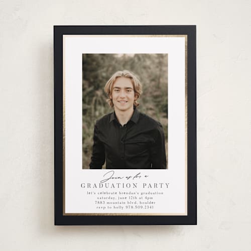 This is a midnight graduation invitations with foil pressed by Nicole Walsh called classic edge printing on recycled smooth signature in standard