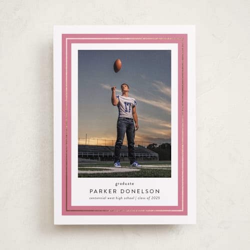 This is a bubblegum graduation announcements with foil pressed by Jessica Williams called class tradition printing on recycled smooth signature in standard