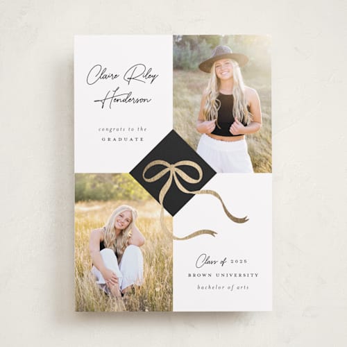 This is a noir graduation announcements with foil pressed by Paper Raven Co. called sweet grad cap printing on recycled smooth signature in standard