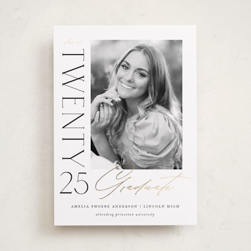 This is a cotton graduation announcements with foil pressed by Ashlee Townsend called business class printing on recycled smooth signature in standard