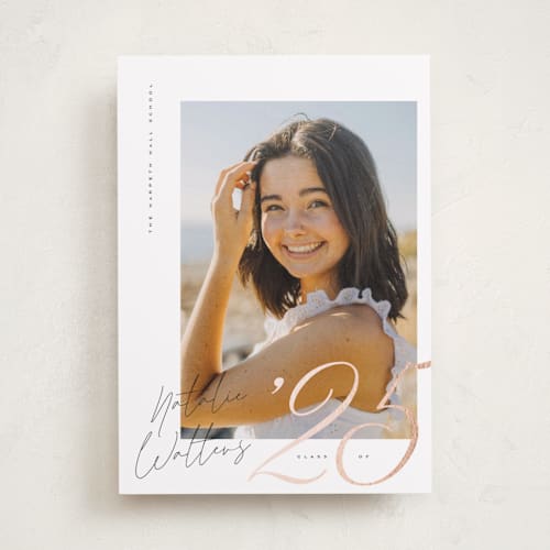This is a paper graduation announcements with foil pressed by Orasie called beautiful year printing on recycled smooth signature in standard