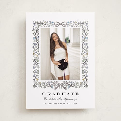 This is a ink graduation announcements with foil pressed by Petra Kern called floristica printing on recycled smooth signature in standard