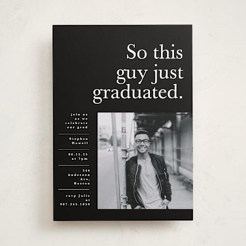 This is a jett graduation invitations with standard by Corinne Malesic called still graduating printing on recycled smooth signature in standard