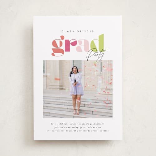 This is a tropical graduation invitations with standard by Itsy Belle Studio called colors printing on recycled smooth signature in standard