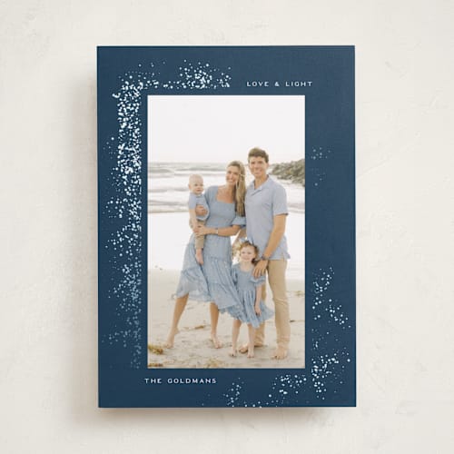 This is a celestial hanukkah cards with foil pressed by Jenna Holcomb called spark printing on recycled smooth signature in standard