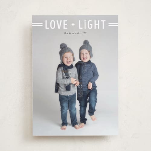 This is a sugar hanukkah cards with standard by Jen Banks called love + light printing on recycled smooth signature in standard