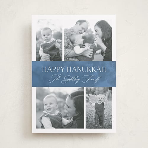This is a sky hanukkah cards with standard by Nicole Barreto called elegant hanukkah printing on recycled smooth signature in standard