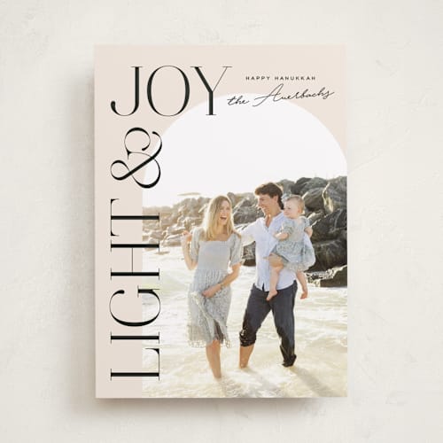 This is a creme hanukkah cards with standard by Annie Clark called jubilant arch printing on recycled smooth signature in standard