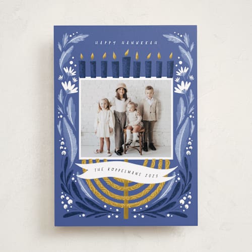 This is a winter sky hanukkah cards with standard by Grae called season of miracles printing on recycled smooth signature in standard