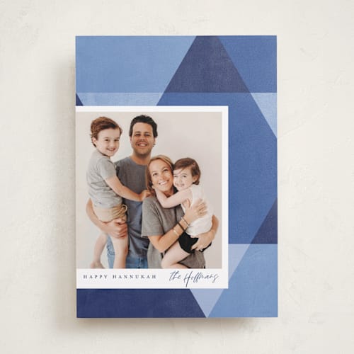 This is a denim hanukkah cards with standard by Robert and Stella called hanukkah star printing on recycled smooth signature in standard
