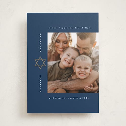 This is a tallit hanukkah cards with standard by Ana de Sousa called modern star of david printing on recycled smooth signature in standard