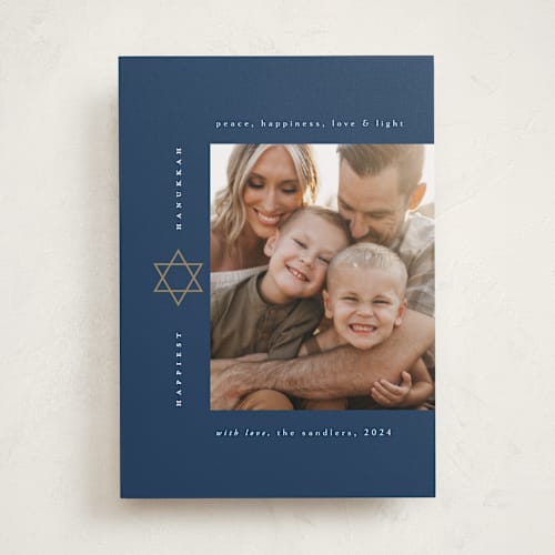 This is a tallit hanukkah cards with standard by Ana de Sousa called modern star of david printing on recycled smooth signature in standard