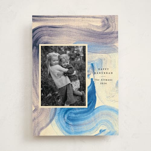This is a sky hanukkah cards with standard by Sumak Studio called blue painting printing on recycled smooth signature in standard