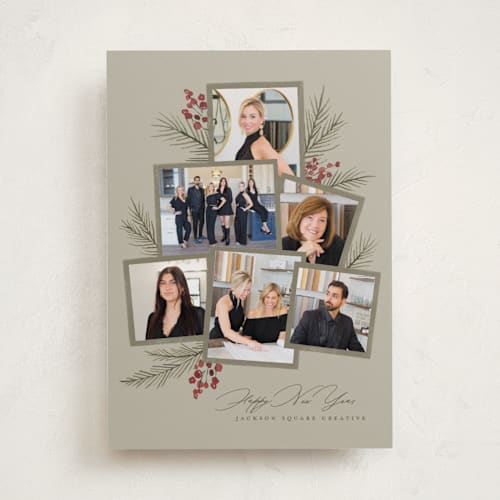 This is a cedar business holiday cards with standard by Wildfield Paper Co called pine + sprig printing on recycled smooth signature in standard
