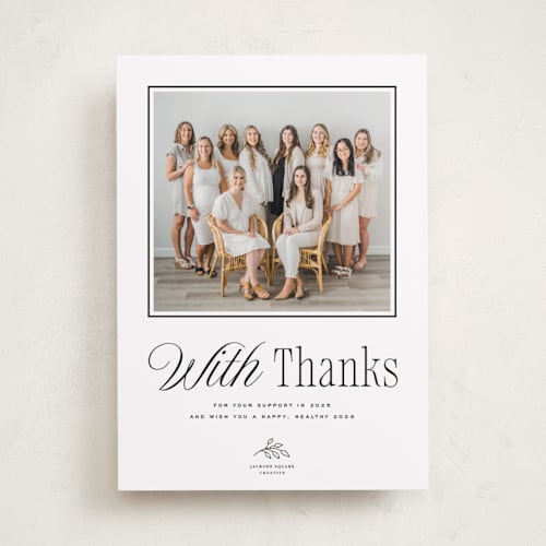 This is a coal business holiday cards with standard by Blustery August called avalon printing on recycled smooth signature in standard