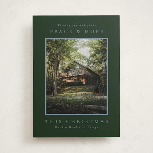 This is a pine business holiday cards with standard by Amy Kross called book plate printing on recycled smooth signature in standard