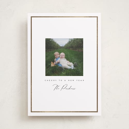 This is a snow foil pressed holiday cards with foil pressed by Angela Garrick called petit printing on recycled smooth signature in standard