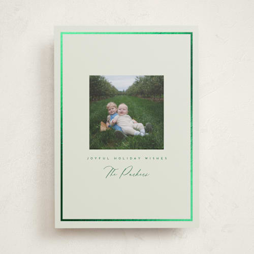 This is a peppermint foil pressed holiday cards with foil pressed by Angela Garrick called petit printing on recycled smooth signature in standard