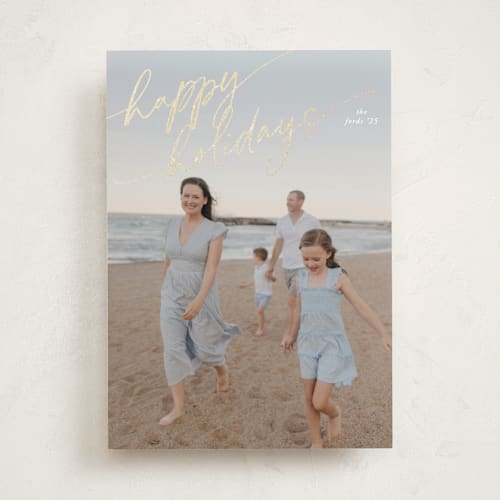This is a sugar cookie foil pressed holiday cards with foil pressed by Julia Hall called jotted christmas printing on recycled smooth signature in standard