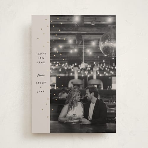 This is a ecru foil pressed holiday cards with foil pressed by Dana Duricekova called minimal sparkle printing on recycled smooth signature in standard