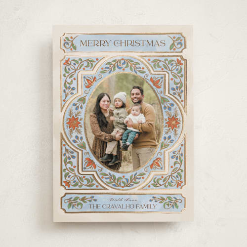 This is a eggnog foil pressed holiday cards with foil pressed by Paper Sun Studio called gilded christmas printing on recycled smooth signature in standard