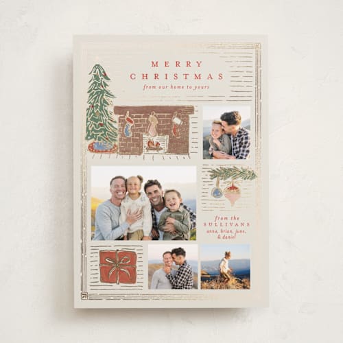 This is a eggnog foil pressed holiday cards with foil pressed by Amy Kross called tidings of comfort printing on recycled smooth signature in standard