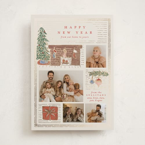 This is a eggnog foil pressed holiday cards with foil pressed by Amy Kross called tidings of comfort printing on recycled smooth signature in standard
