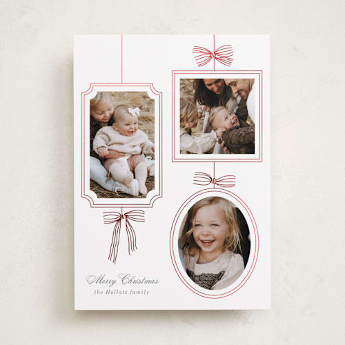 This is a snow foil pressed holiday cards with foil pressed by Baumbirdy called bows printing on recycled smooth signature in standard
