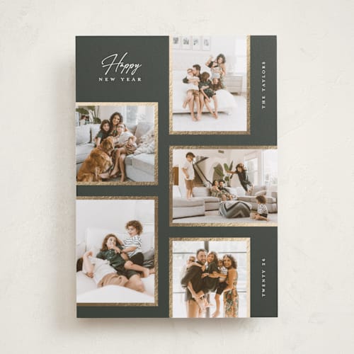 This is a pine foil pressed holiday cards with foil pressed by Michelle Taylor called gilded gallery printing on recycled smooth signature in standard